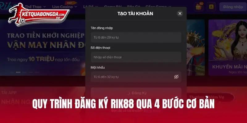 Quy trình đăng ký RIK88 qua 4 bước cơ bản