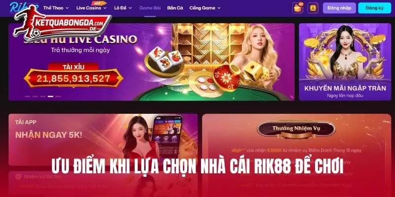 Ưu điểm khi lựa chọn nhà cái RIK88 để chơi